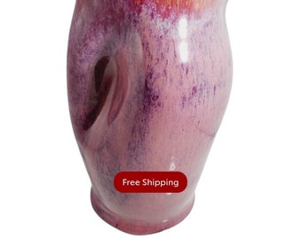 Purple and Pink Pottery Pitcher with Dimple Handle and Spout Pitcher @Everything Vintage FREE SHIPPING