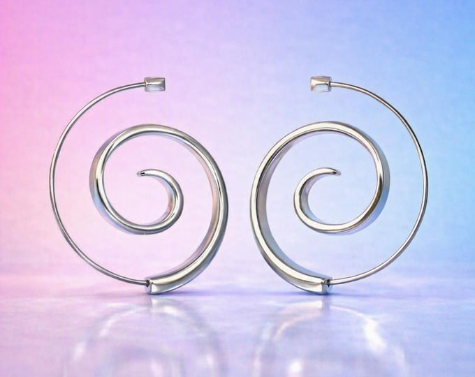 Silver Spiral Earrings – Elegant Swirl Stud Hoops