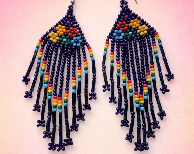 Rainbow Fringe Beaded Earrings – Handmade Boho Statement Jewelry | Colorful Festival Dangle