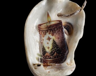 Shell Christmas Ornament Candle: Handmade