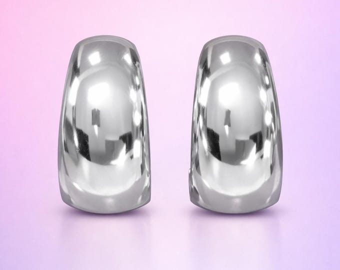 Silver Hoop Earrings | Elegant Minimalist Huggie Studs | Designs by Sher®