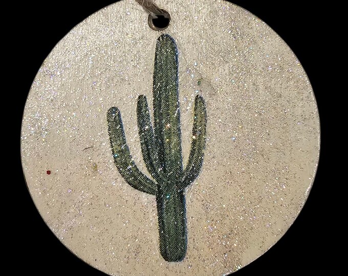 Handmade Cactus Wood Christmas Ornament: One-Of-A-Kind Santa Wooden Ornament