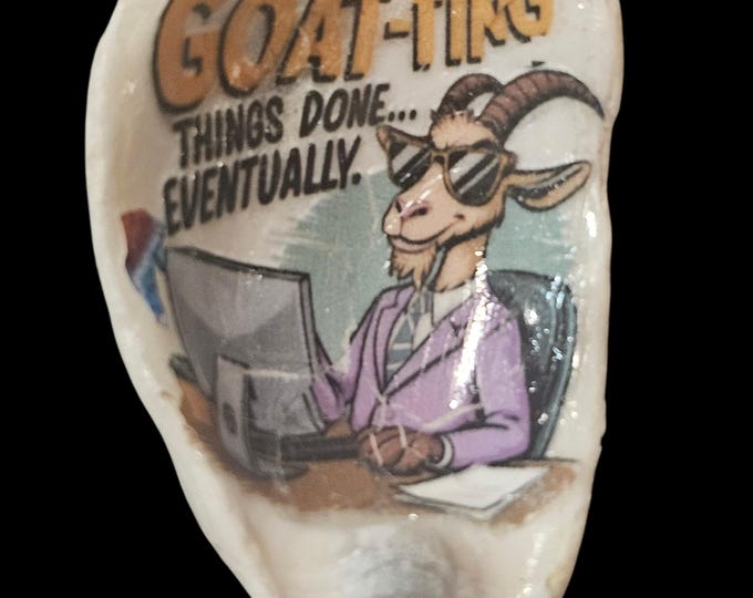Handmade Goat Humor Shell Car Charm: One-Of-A-Kind Rear View Mirror Hanger