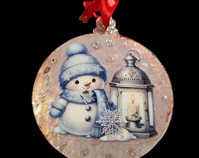 Handmade Blue Snowman Christmas Ornament: One-Of-A-Kind Holiday Decor