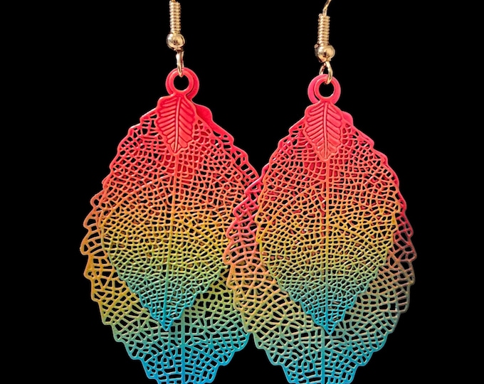 Handmade Colorful Leaf Dangle Earrings