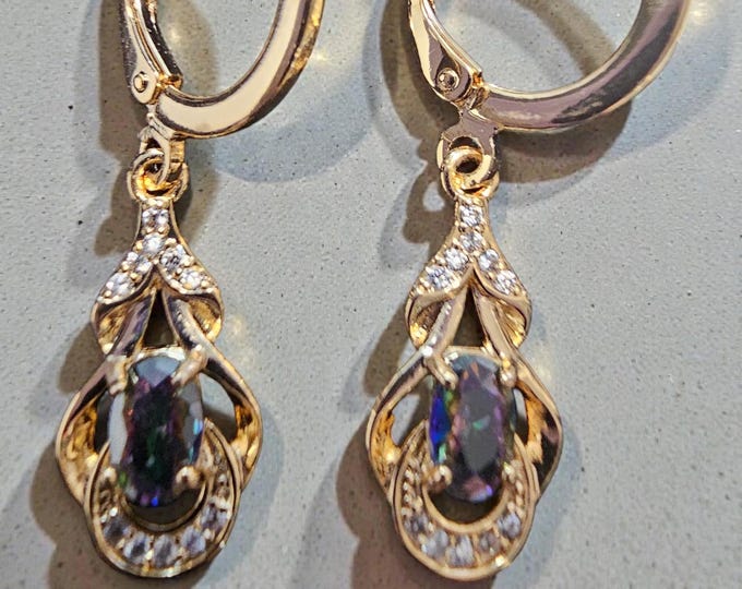 Mystic Topaz Gold Drop Earring