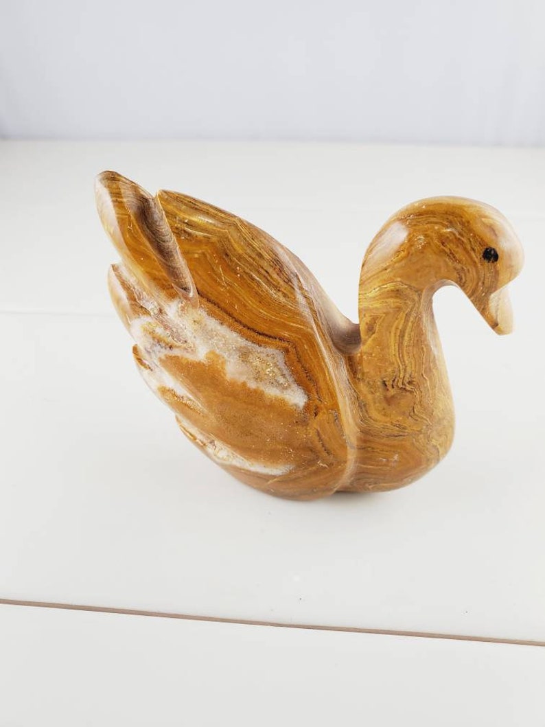 Hand Carved Granite Stone Swan Figurine FREE SHIPPING @Everything Vintage
