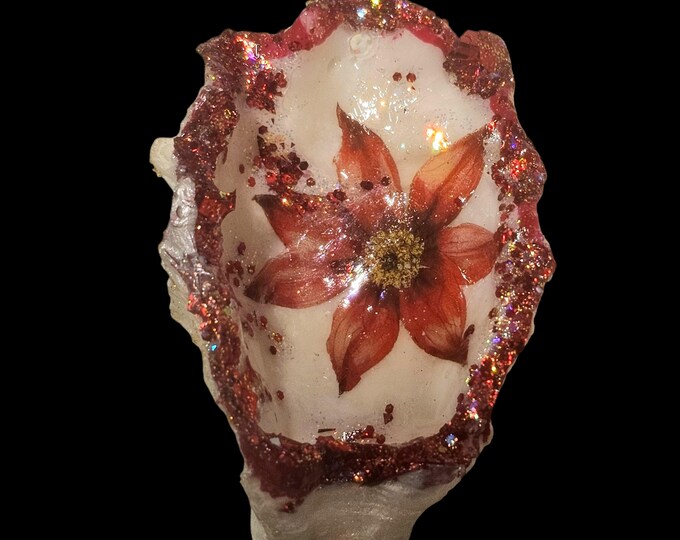 Handmade Pointsettia Christmas Ornament: One-Of-A-Kind Shell Home Decor