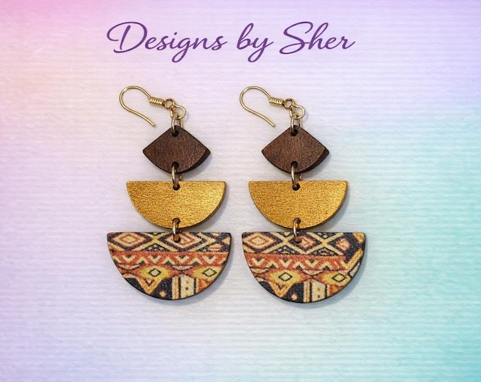 Boho Wood Dangle | Tribal Jewelry | Designs by Sher