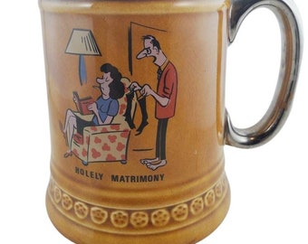 Lord Nelson Tankard Stein Holy Matrimony & Heaven-Or Near Enough Beer Mug @Everything Vintage FREE SHIPPING