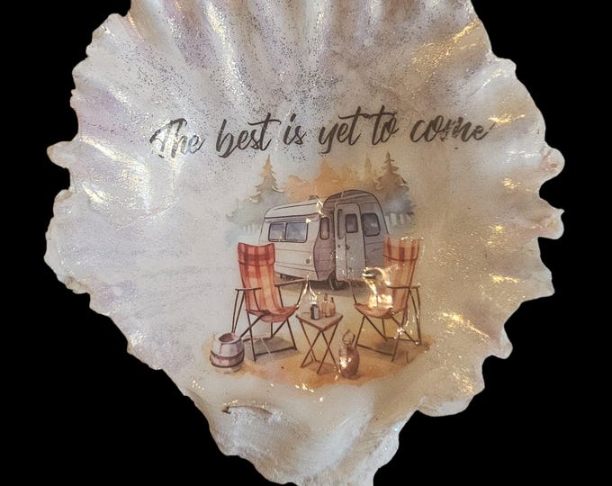 Handmade Camping Shell Trinket Dish: One-Of-A-Kind Coastal Home Decor