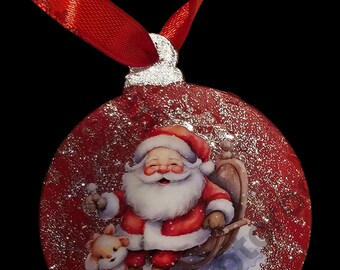 Handmade Christmas Ornament: Santa Clause and Reindeer