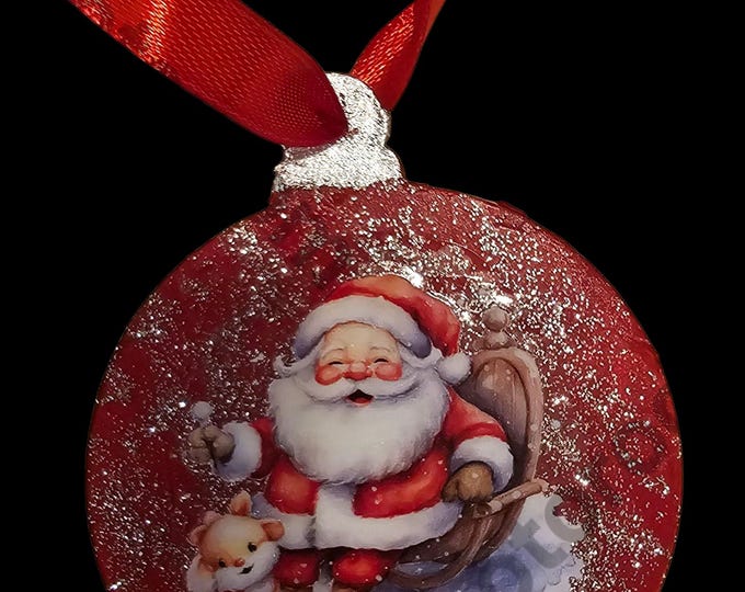 Handmade Acrylic Santa Clause Christmas Ornament: One-Of-A-Kind Holiday Decor, Reindeer