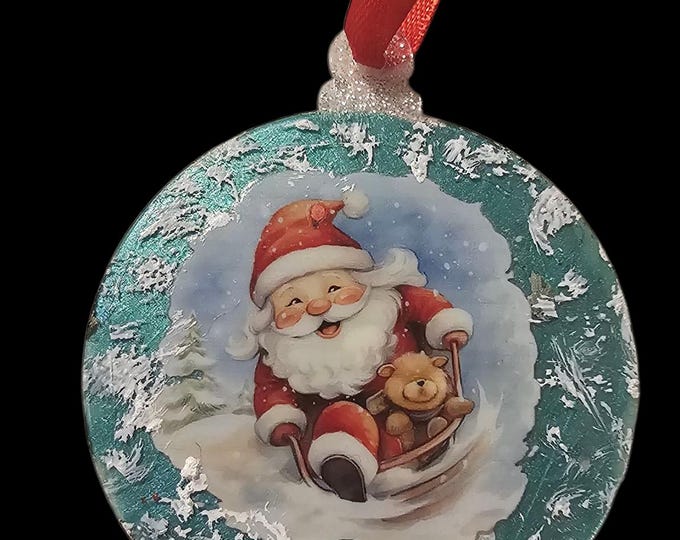 Handmade Santa Christmas Ornament: One-Of-A-Kind Holiday Decor, Poinsettia Decor