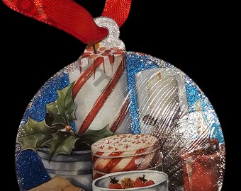 Handmade Christmas Ornament: Poinsettia and Christmas Food  Flowers