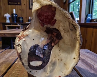 Handmade Mermaid Shell Art: One-Of-A-Kind Coastal Victorian Table Decor