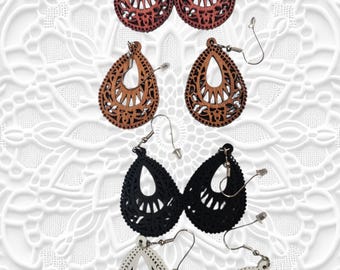 Wood Earrings: Cutout Dangle Earrings