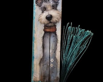 Handmade Terrier Wooden Bookmark with Tassle Dog: Wood Bookmark