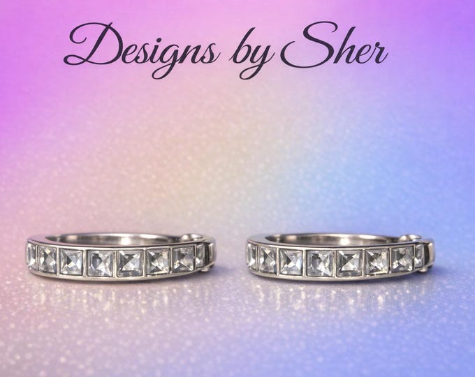 Stainless Channel‑Set Hoop Earrings | Modern Studio Jewelry | Designs by Sher