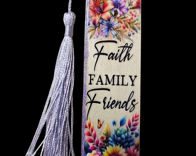 Handmade Christian Wood Bookmark: One-Of-A-Kind Wooden Page Marker with Purple Tassel, Mark 5 36