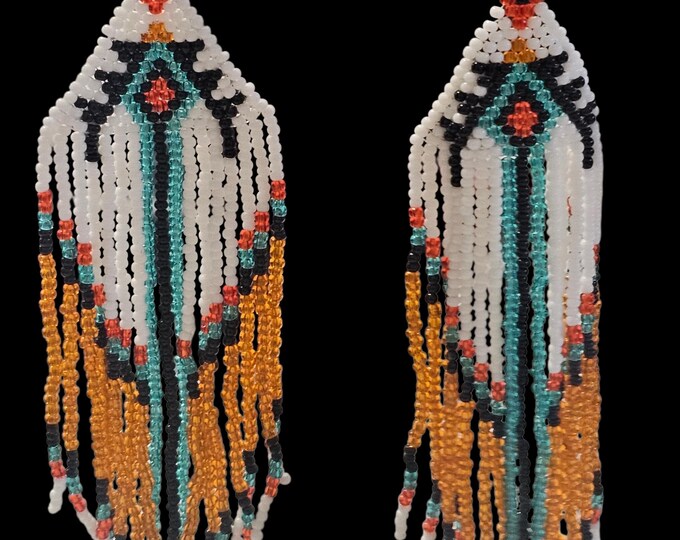 Handmade Southwestern Beaded Dangle Earrings: Boho Style