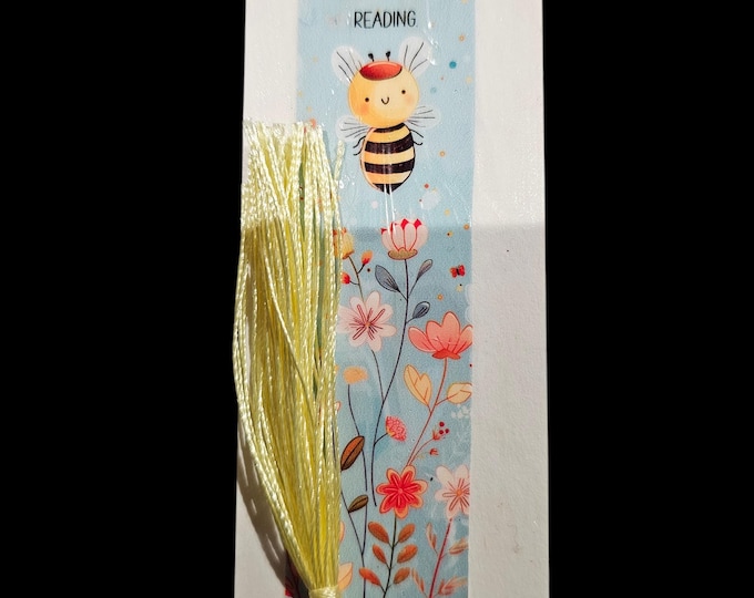 Handmade Bee Bookmark: Double-Sided Paper Page Marker with Tassel