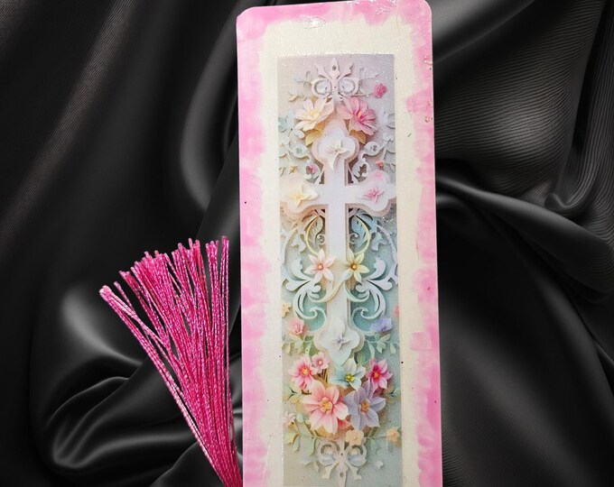 Handmade Cross Bookmark: One-Of-A-Kind Paper Page Marker with Tassel, Christian, Spirituality, Religion, One-Of-A-Kind