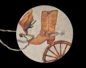 Handmade Wood Christmas Ornament: Western Cowboy Boots Decor