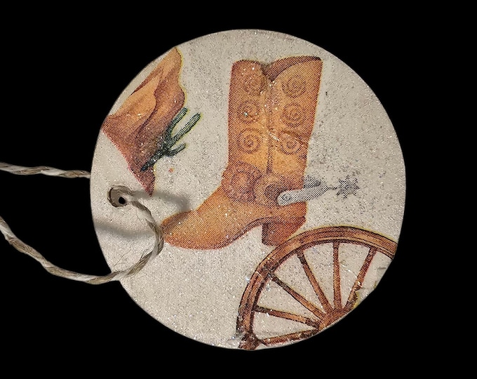 Handmade Wood Christmas Ornament: One-Of-A-Kind Wooden Ornament, Western Cowboy Boots