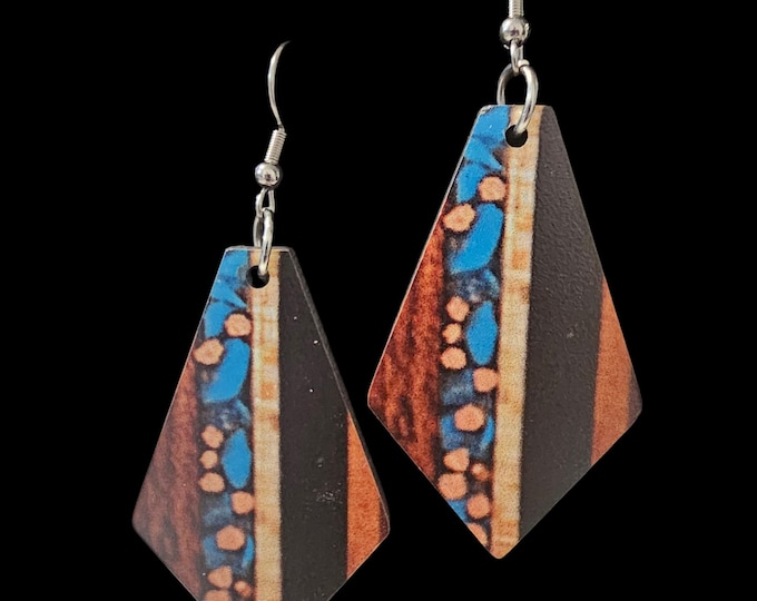 Handmade Colorful Bohemian Earrings: Resin and Wood Dangle Earrings