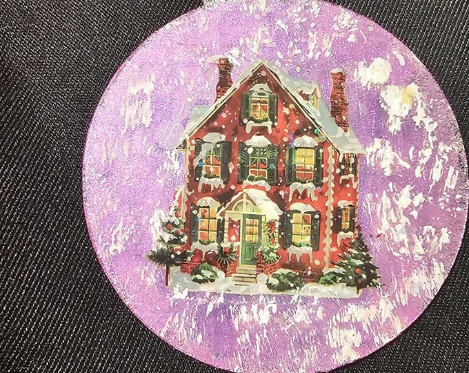 Handmade Decorated House Christmas Ornament: One-Of-A-Kind Holiday Decor Lady Dressed in Elf Suit