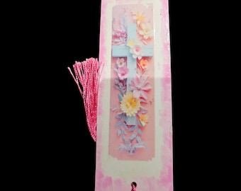 Handmade Cross Paper Bookmark with Tassle: Cross, Christanity, Spirituality, Religion