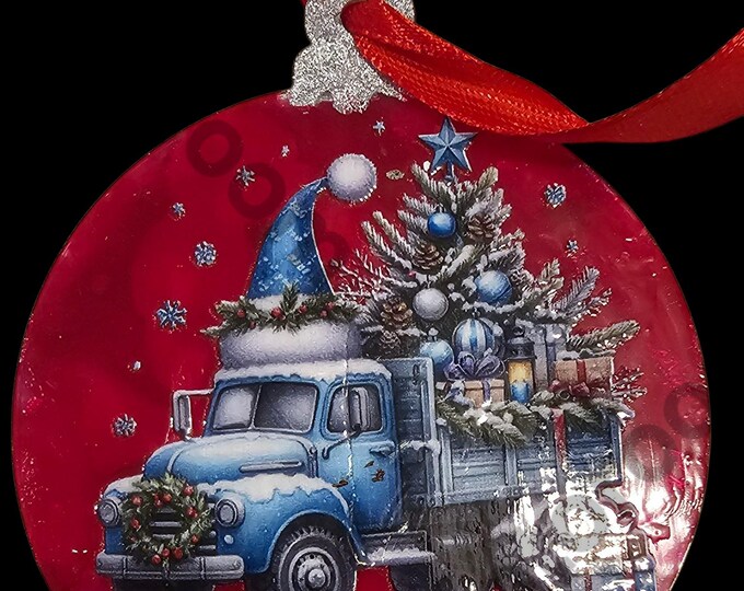 Handman Snowman Christmas Ornament: One-Of-A-Kind Holiday Decor, Blue Truck