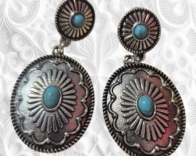 Handmade Turquoise Silver Dangle Earrings: Boho Jewelry