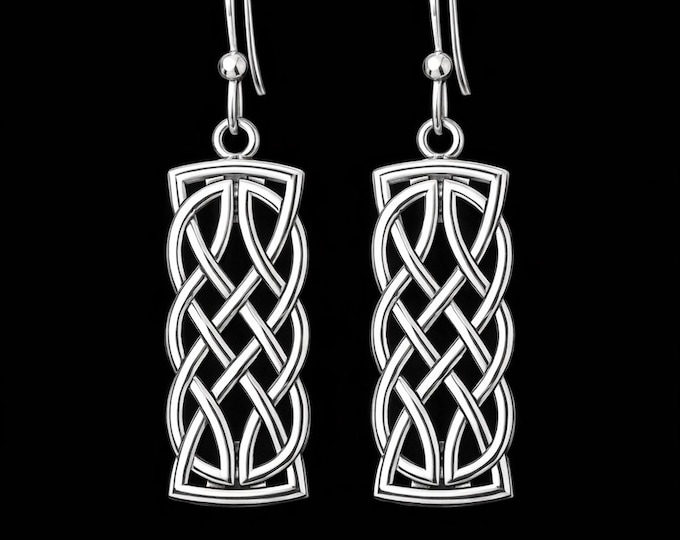 Sterling Silver Celtic Knot Earrings | Handcrafted Dangle Jewelry | Symbolic Gift for Her