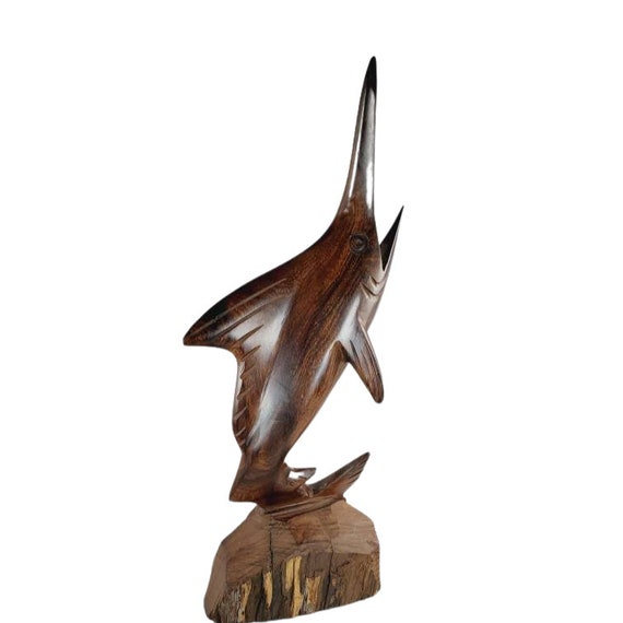 Ironwood Swordfish Figure Hand Carved Wooden Sword Fish Statue | Etsy