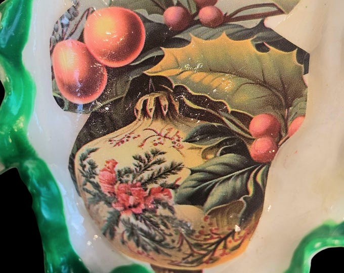 Handmade Holly Shell Christmas Ornament: One-Of-A-Kind Holiday Decor