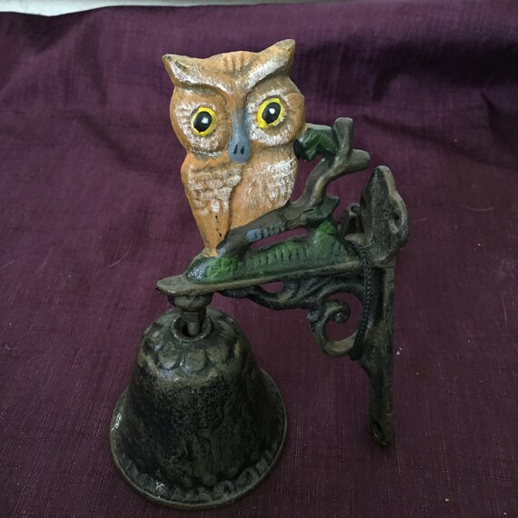 Antique Cast Iron Owl Door Bell Door Knocker Door Bell Door Etsy