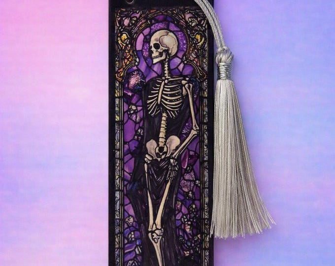 Gothic Wood Bookmark | Wooden Skeleton and Crows Bookmark