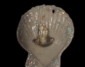 Christmas Candle Faux Shell Christmas Ornament