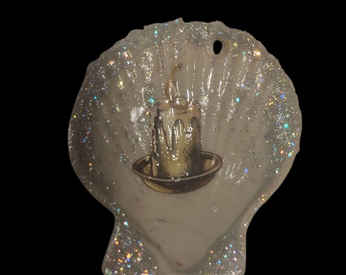 Handmade Candle Christmas Ornament: One-Of-A-Kind  Faux Shell Home Decor
