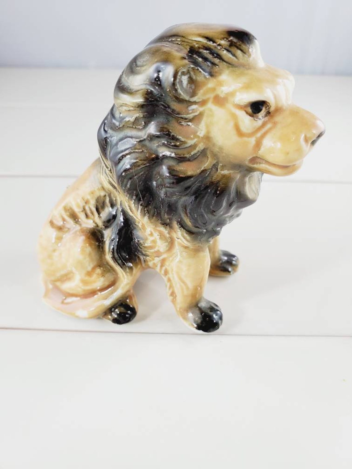 Lion Figurine 1950s Ceramic Black Mane Lion Cat FREE SHIPPING Etsy