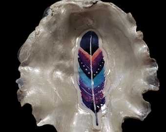 Feather Shell Home Decor: Knick Knack, Shell Art, Pill Holder