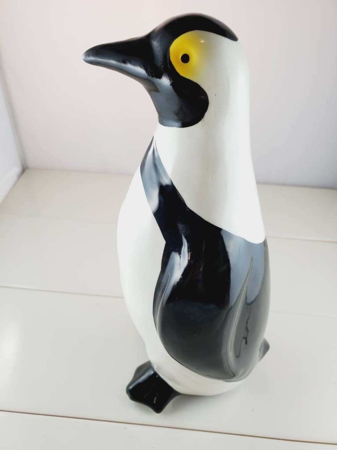 Ceramic Penguin Figurine Black and White Standing Penguin Etsy