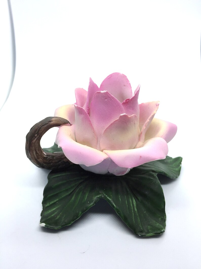 Antique Capodimonte Pink Rose Candle Holder Porcelain Etsy