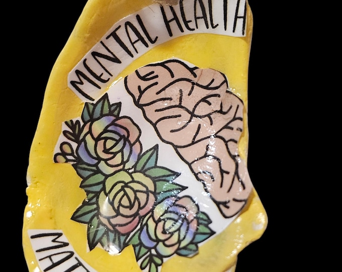 Handmade Mental Health Shell Car Charm: One-Of-A-Kind Rear View Car Mirror Hanger