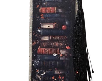 Handmade Acrylic Bookmark with Tassel: Cats and Moons