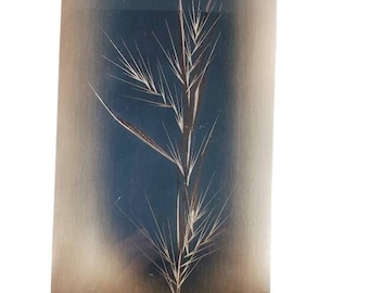 Metal Etched Bamboo Branch Framed Wall Art Etched Copper Japanese Style Wall Decor @Everything Vintage FREE SHIPPING