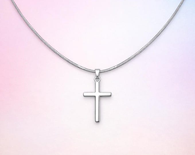 Stainless Silver Cross Necklace – Minimalist Christian Jewelry, Faith Pendant, Everyday Gift for Her