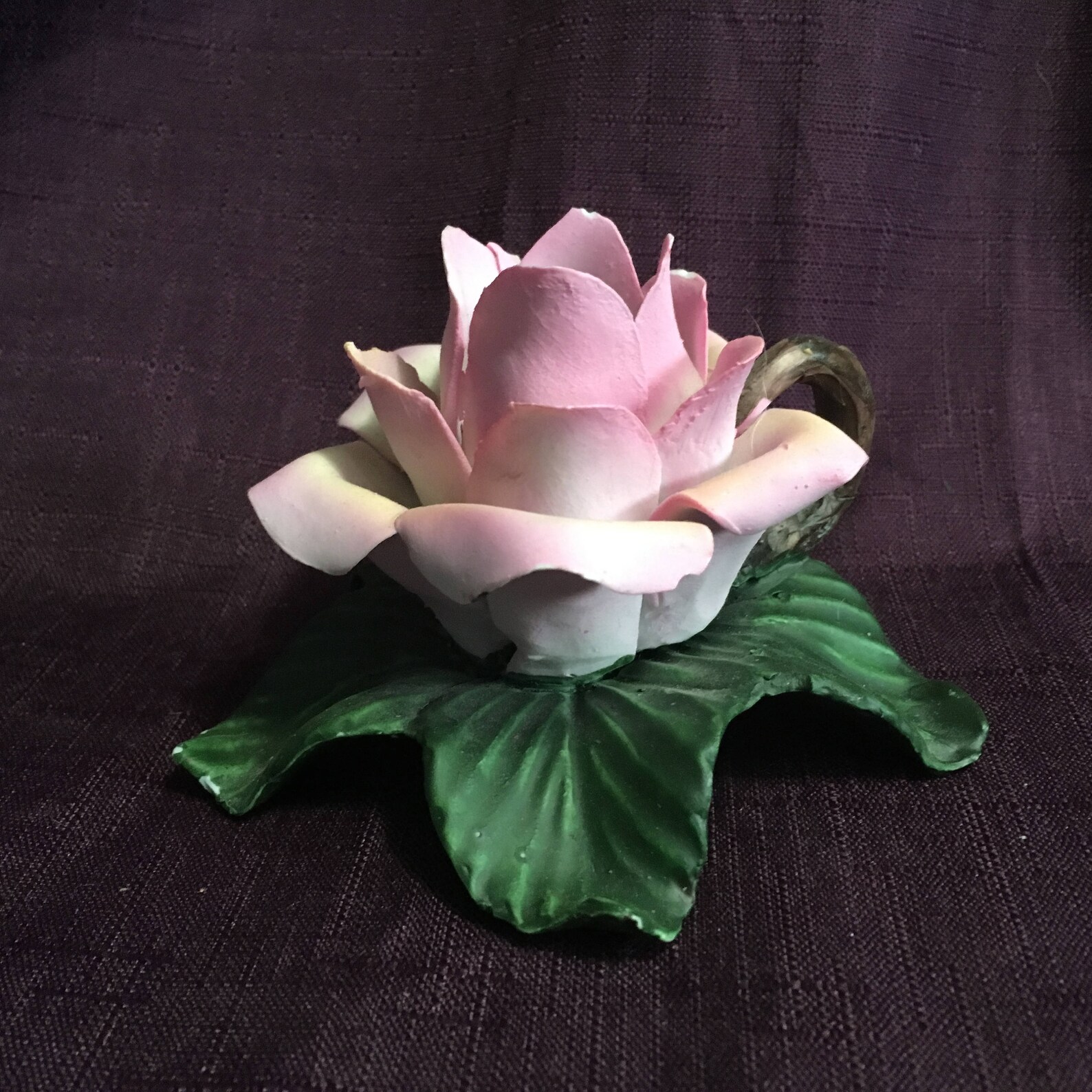 Antique Capodimonte Pink Rose Candle Holder Porcelain Etsy